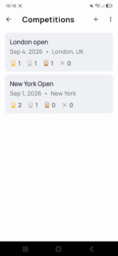 Martial arts competitions in the DojoExpert app