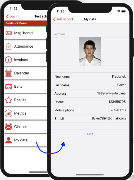 Your members can update their data in mobile app
