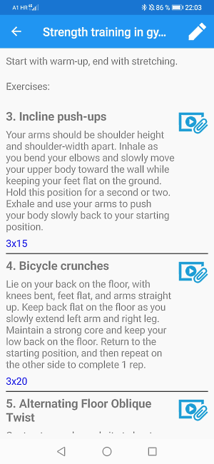mobile app exercises plan